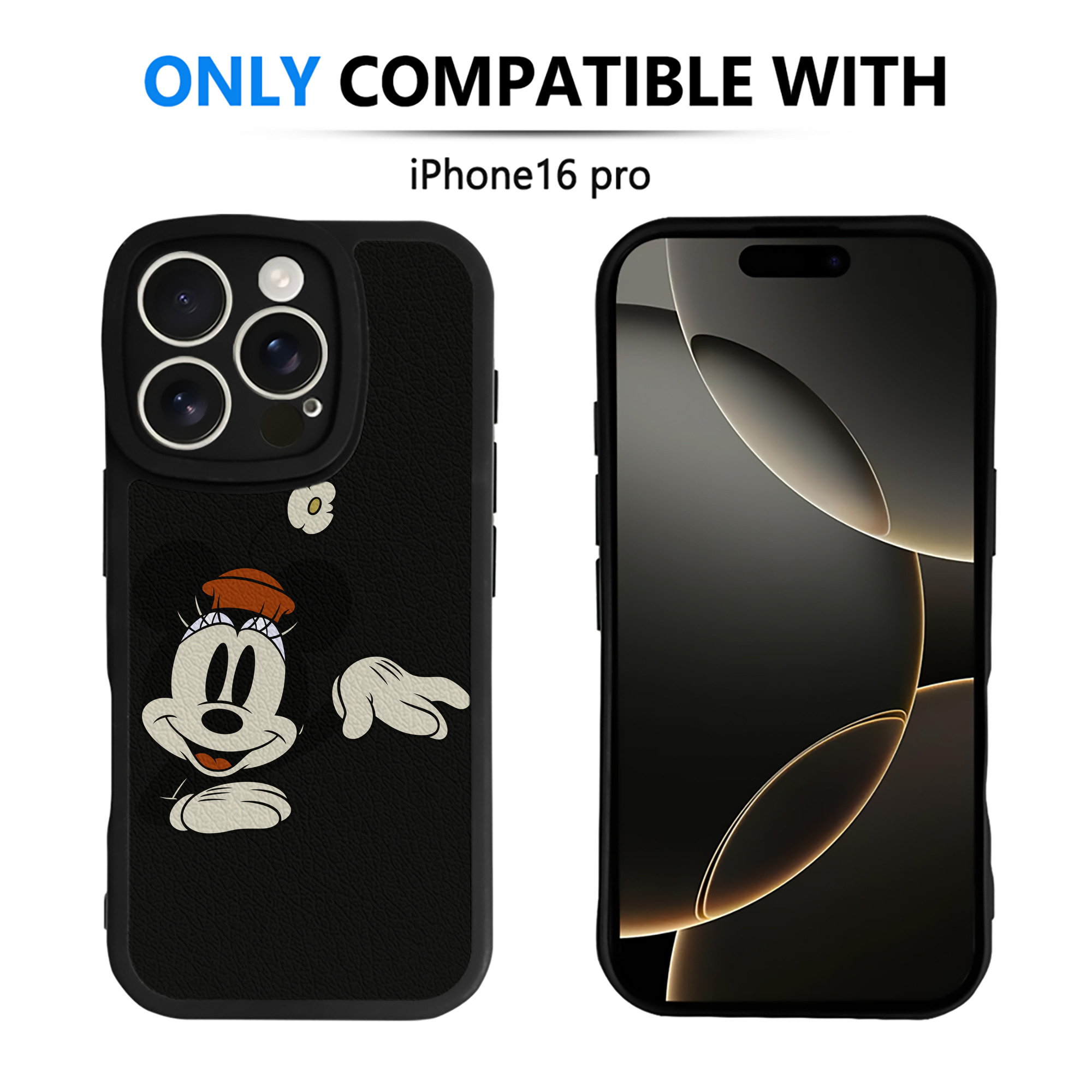 （画像用） ミッキーマウス Mickey Mouse 【iPhone 16シリーズ対応】シリコンスマホケース（レザー調） 材質：シリコン